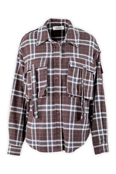Plaid Flannel Shirt with Large Pockets and Buttons