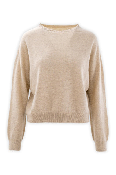 Cropped pure cashmere crewneck