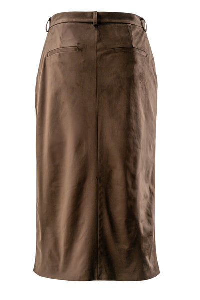 Midi Longuette Skirt in Alcantara with Slit