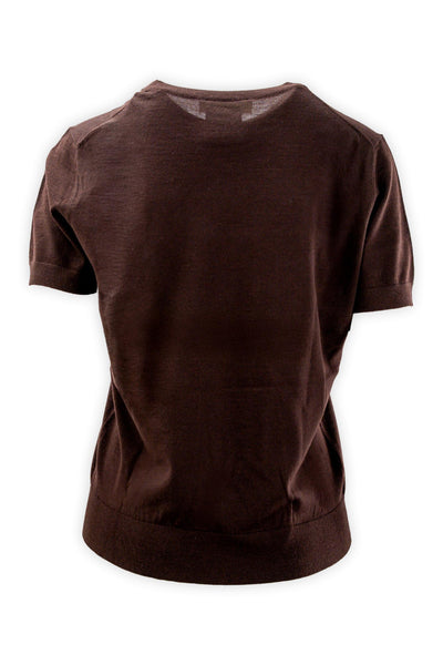 Crew neck sweater with half sleeves in pure wool