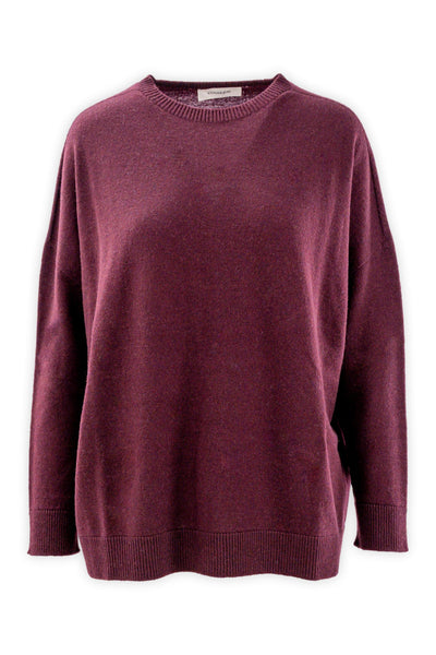 Oversized crew neck sweater in wool and cashmere