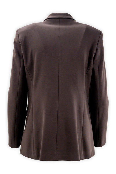 Double-breasted blazer with peak lapels and jewel brooch