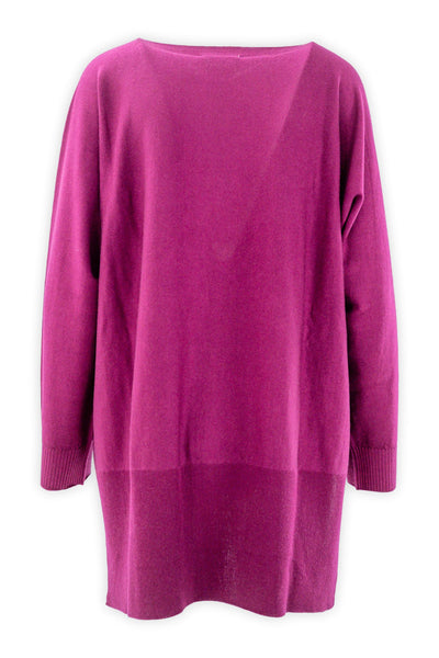 Curvy boat neck sweater in pure wool