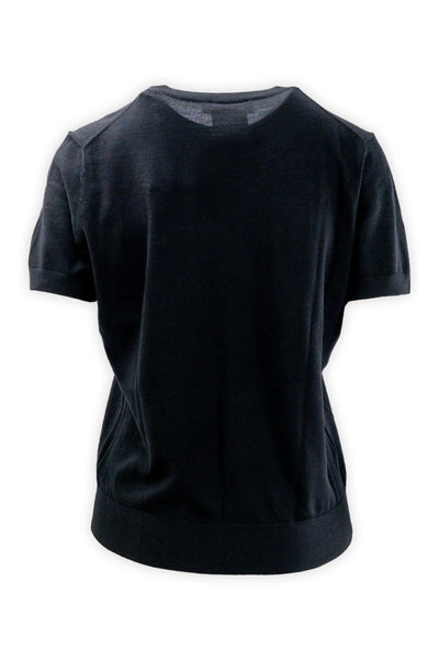 Crew neck sweater with half sleeves in pure wool