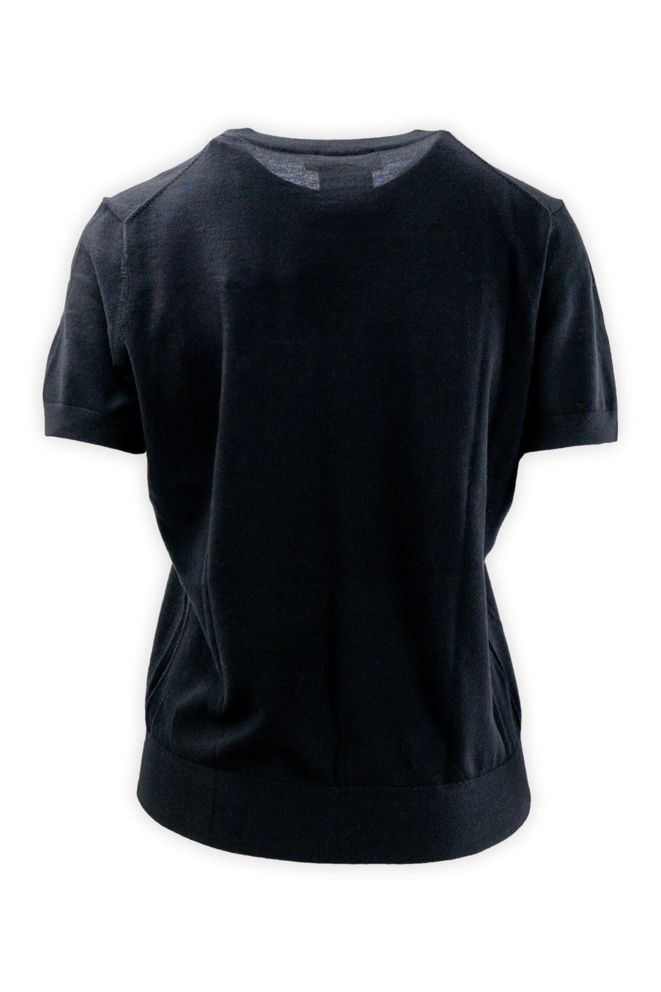 Maglia girocollo mezza manica in pura lana