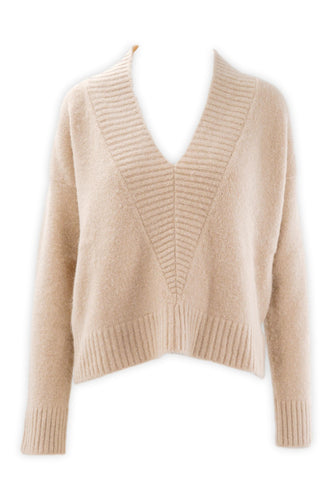 Maglia in alpaca con scollo a V profondo