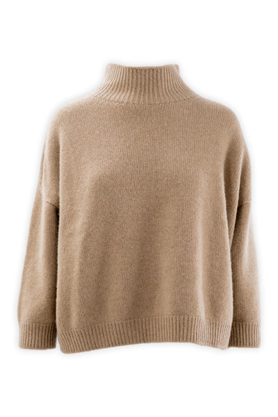 Volcano neck sweater in pure two-thread cashmere