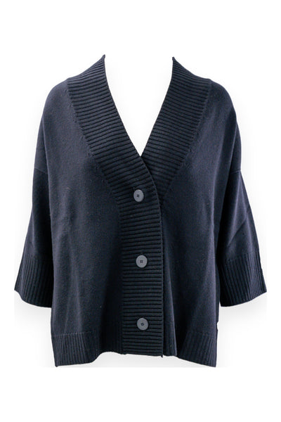 Cardigan ampio con manica kimono e bottoni in lana pura