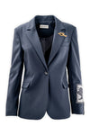 Blazer monopetto foderato con ricamo manica