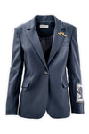 Blazer monopetto foderato con ricamo manica