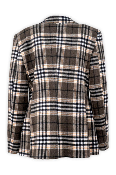 Blazer  a quadri con spilla gioiello