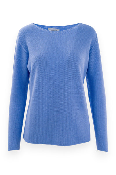 Round-neck sweater in rice stitch