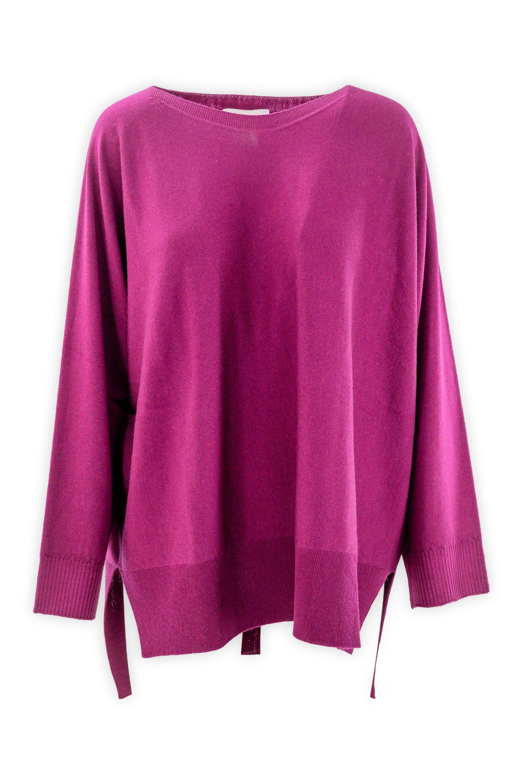 Maglia collo a barchetta curvy in pura lana