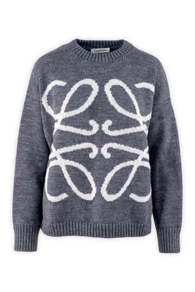 Crew Neck Sweater with Ribbed Edges