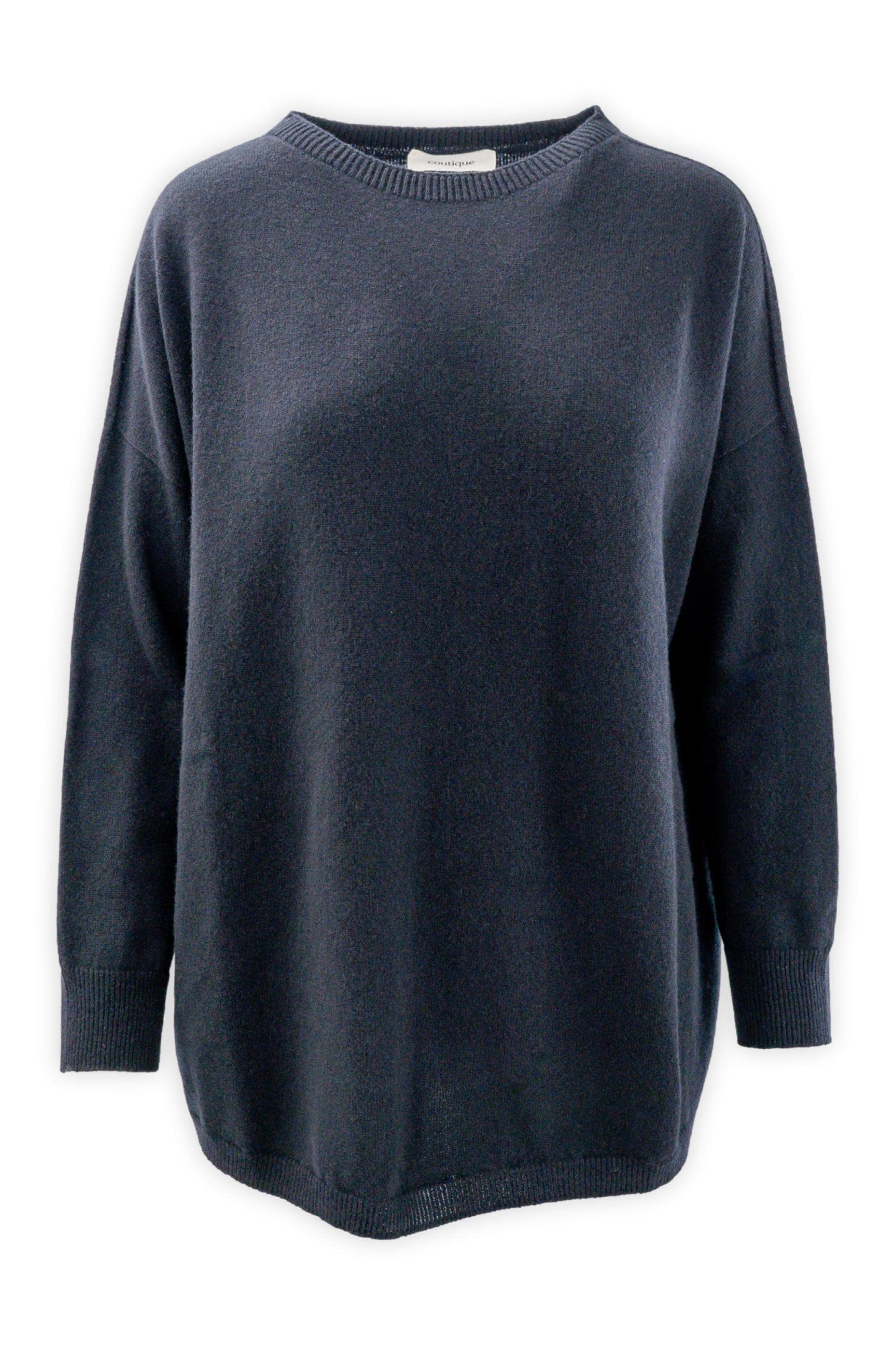 Girocollo in puro cashmere con fondo stondato