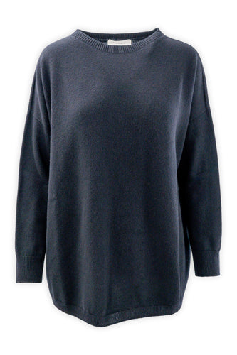 Girocollo in puro cashmere con fondo stondato