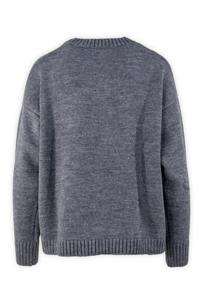 Crew Neck Sweater with Ribbed Edges