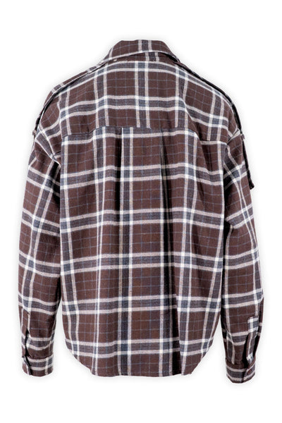 Plaid Flannel Shirt with Large Pockets and Buttons