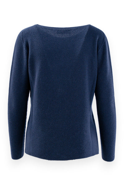 Round-neck sweater in rice stitch