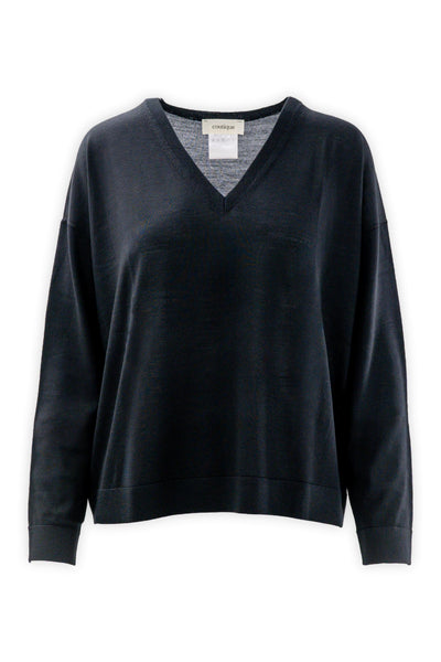 V-neck sweater in pure merino wool