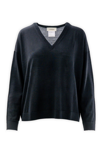 Maglia scollo a V in pura lana merinos