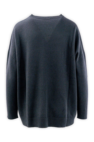 Oversized crew neck sweater in wool and cashmere