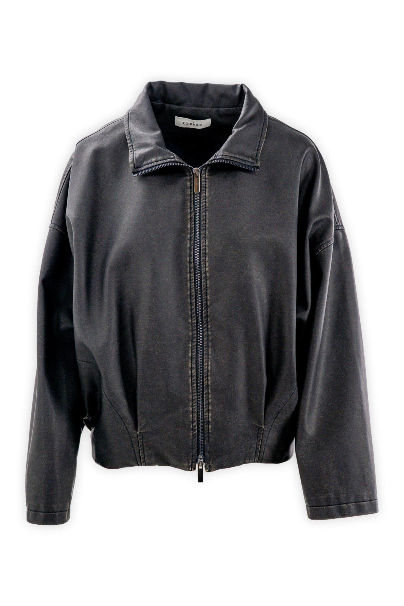 Giubbino in ecopelle effetto vissuto con zip