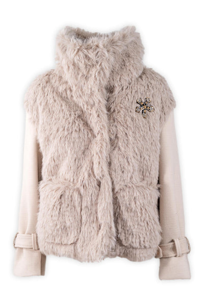 Giacca biker corta con eco-pelliccia