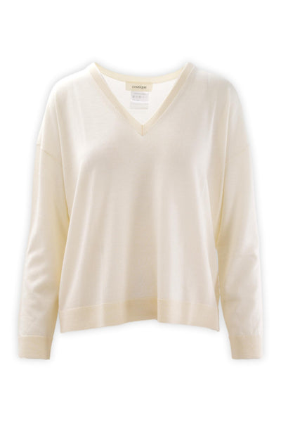 V-neck sweater in pure merino wool