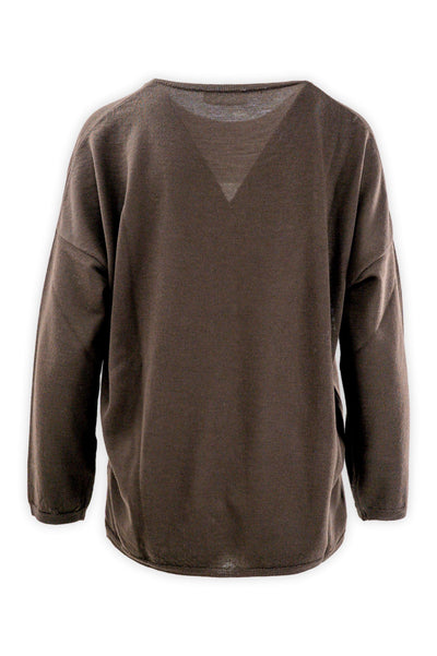 Crew neck sweater in 14 gauge combed wool