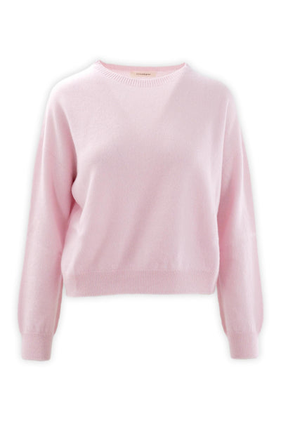Cropped pure cashmere crewneck