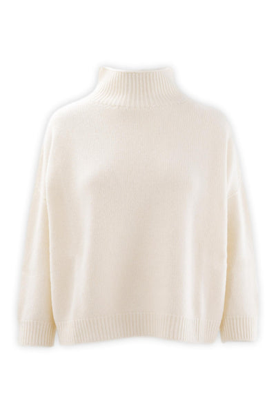 Volcano neck sweater in pure two-thread cashmere
