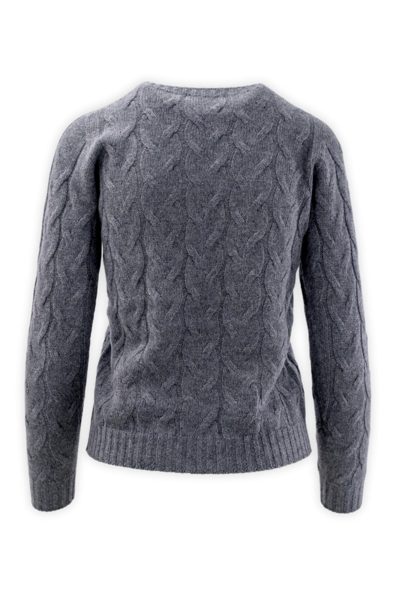 Maglia girocollo a trecce in puro cashmere