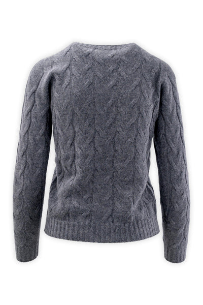 Pure cashmere cable knit crew neck sweater
