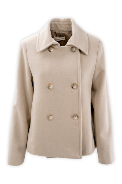 Short double-breasted coat with sporty collar