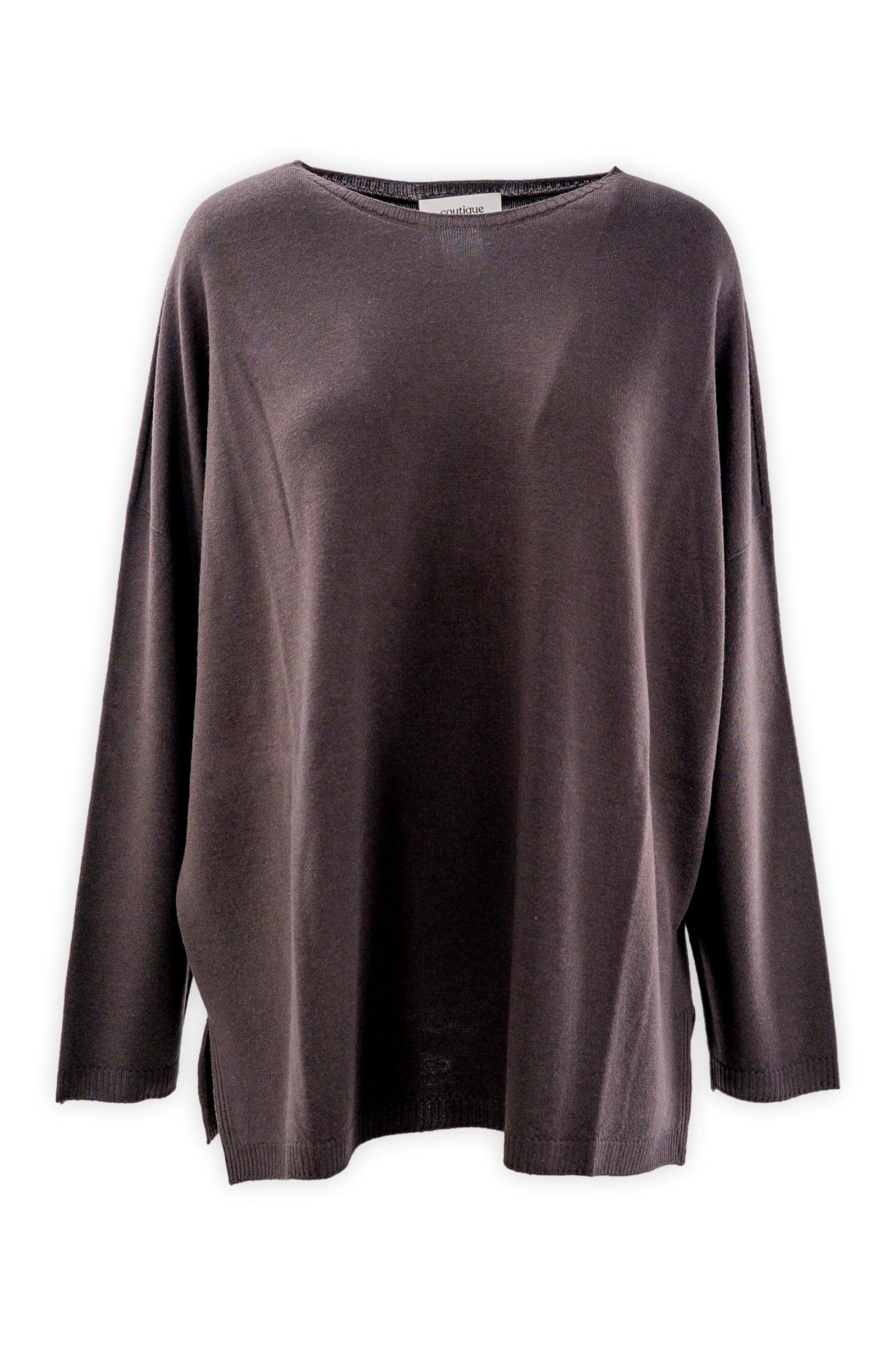 Maglia ampia in pura lana con spacchi laterali