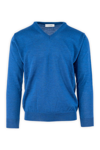 Maglia con Scollo a V in Pura Lana Zegna