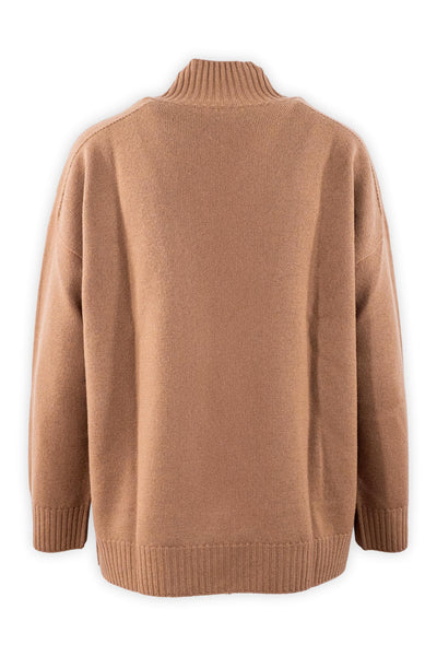 Maglione basico in pura lana merinos con scollo a coste