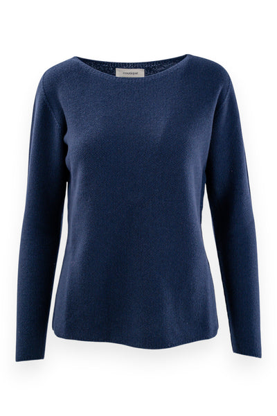 Round-neck sweater in rice stitch