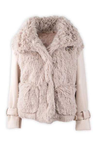 Giacca biker corta con eco-pelliccia