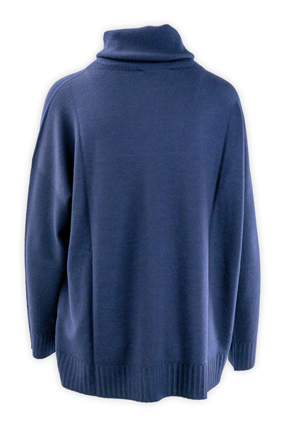 Maglia in pura lana con collo ciambella e spacchi laterali