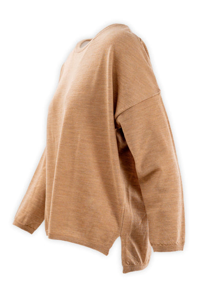 Crew neck sweater in 14 gauge combed wool