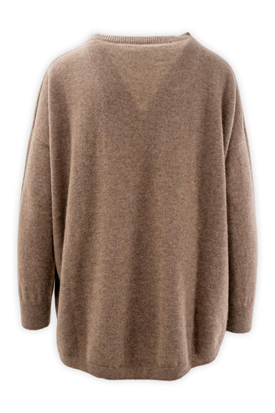 Pure cashmere crewneck with rounded bottom