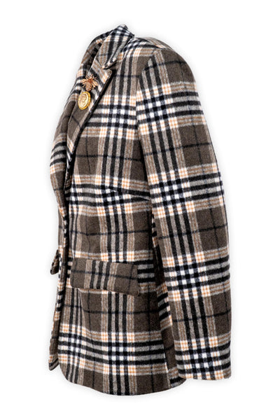 Blazer  a quadri con spilla gioiello