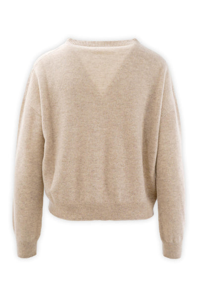 Cropped pure cashmere crewneck