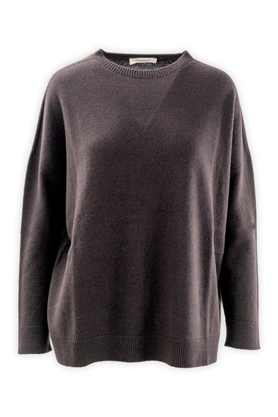 Oversized crew neck sweater in wool and cashmere
