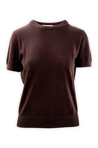 Crew neck sweater with half sleeves in pure wool