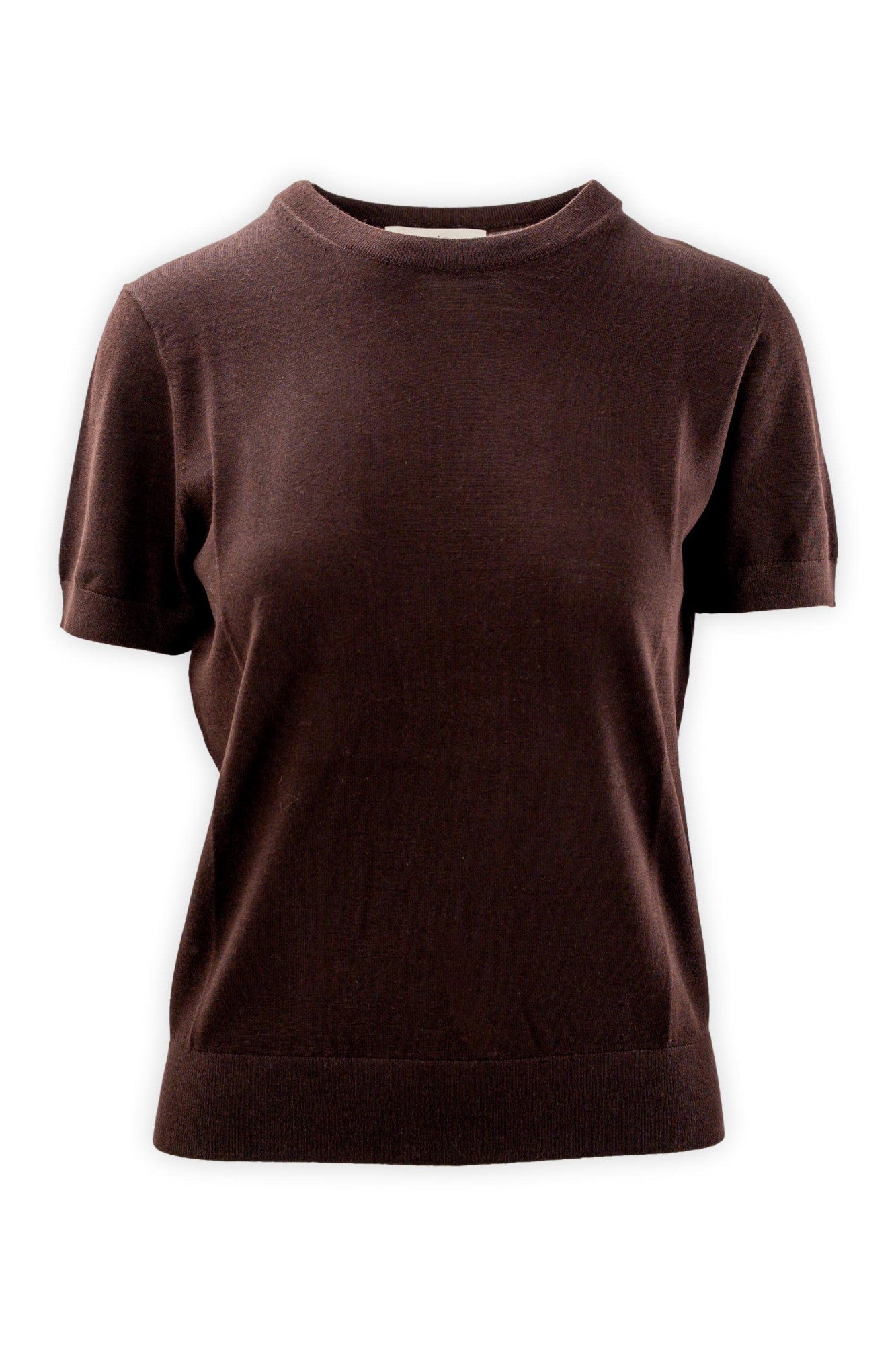 Maglia girocollo mezza manica in pura lana