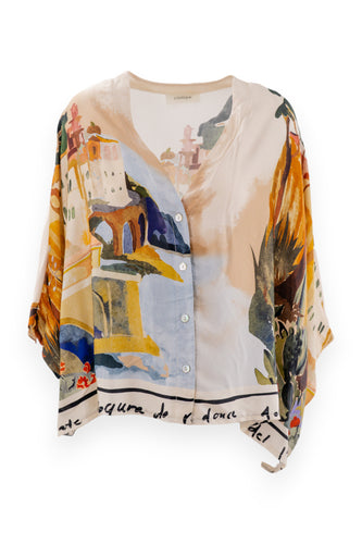 Camicia con manica pipistrello in fantasia