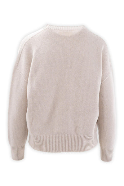 Crewneck in three-thread fine wool and cashmere